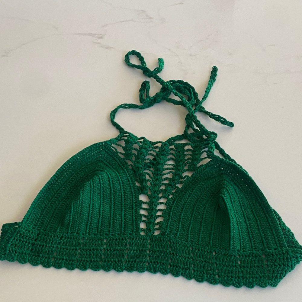 Green Crochet Halter Top